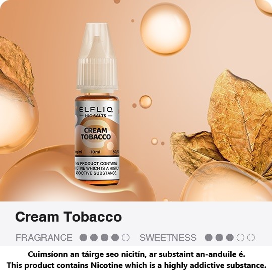 Elfliq Cream Tobacco 10ml Nic Salt Eliquid